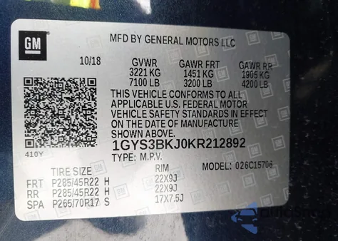 2019 Cadillac Escalade Luxury из США, поврежденный, VIN 1GYS3BKJ0KR212892